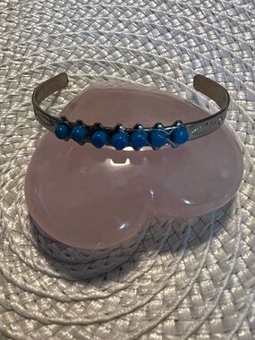 Vintage South Western Nickel Silver Childs Turqouise Cuff Bracelet